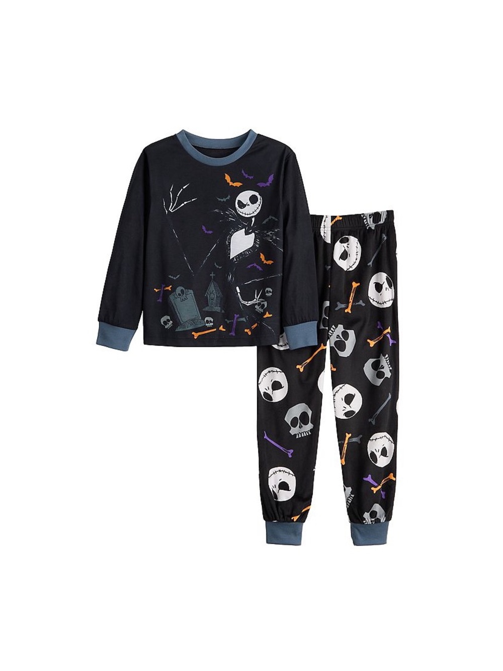 NWT. DISNEY Jack Skellington Black Halloween Kids Pajama Set